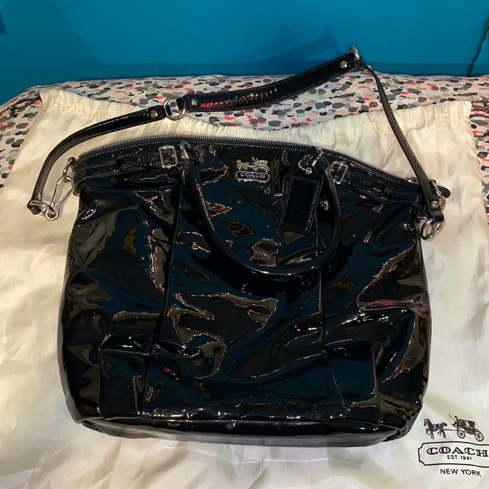 Coach Black Patent Leather Tote Bag w/ Dustbag